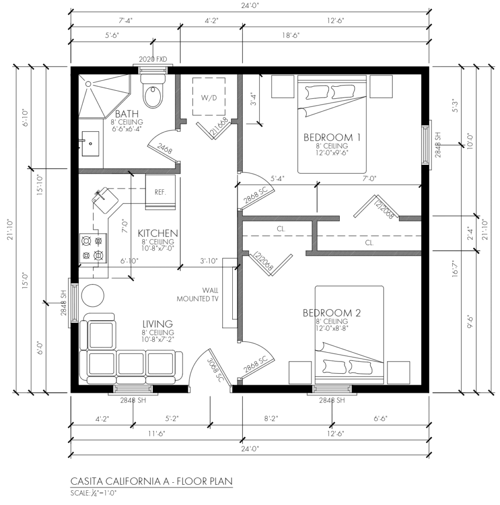 Casita California A 500SQFT 2BD 1BA