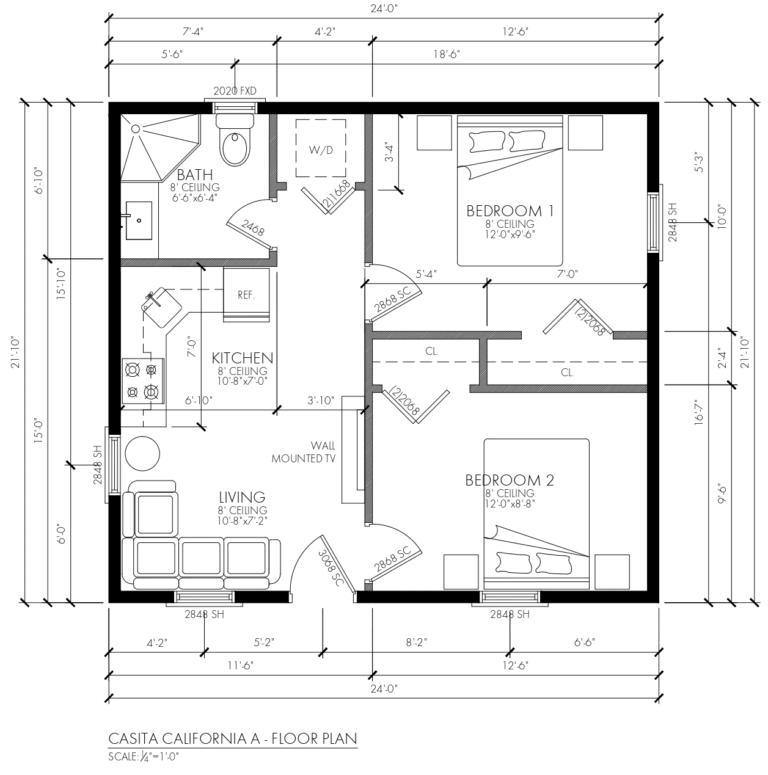 Casita California A 500SQFT 2BD 1BA