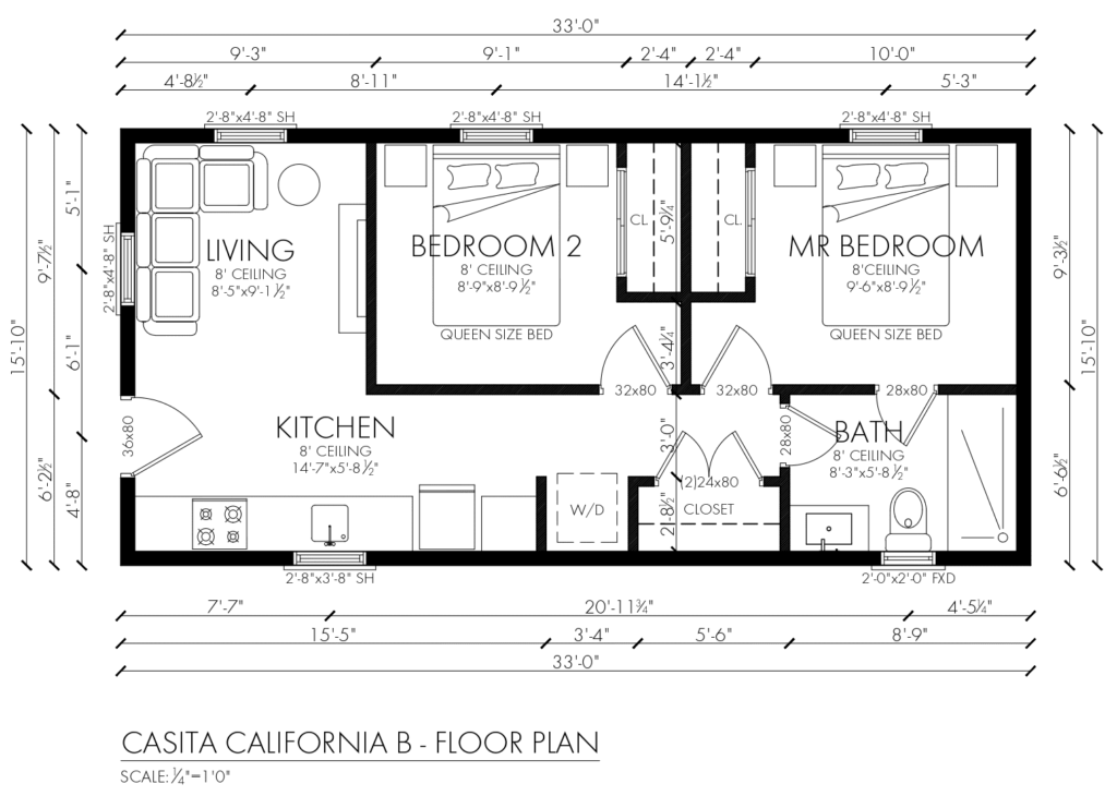 Casita California B 522 SQFT-2BD-2BA